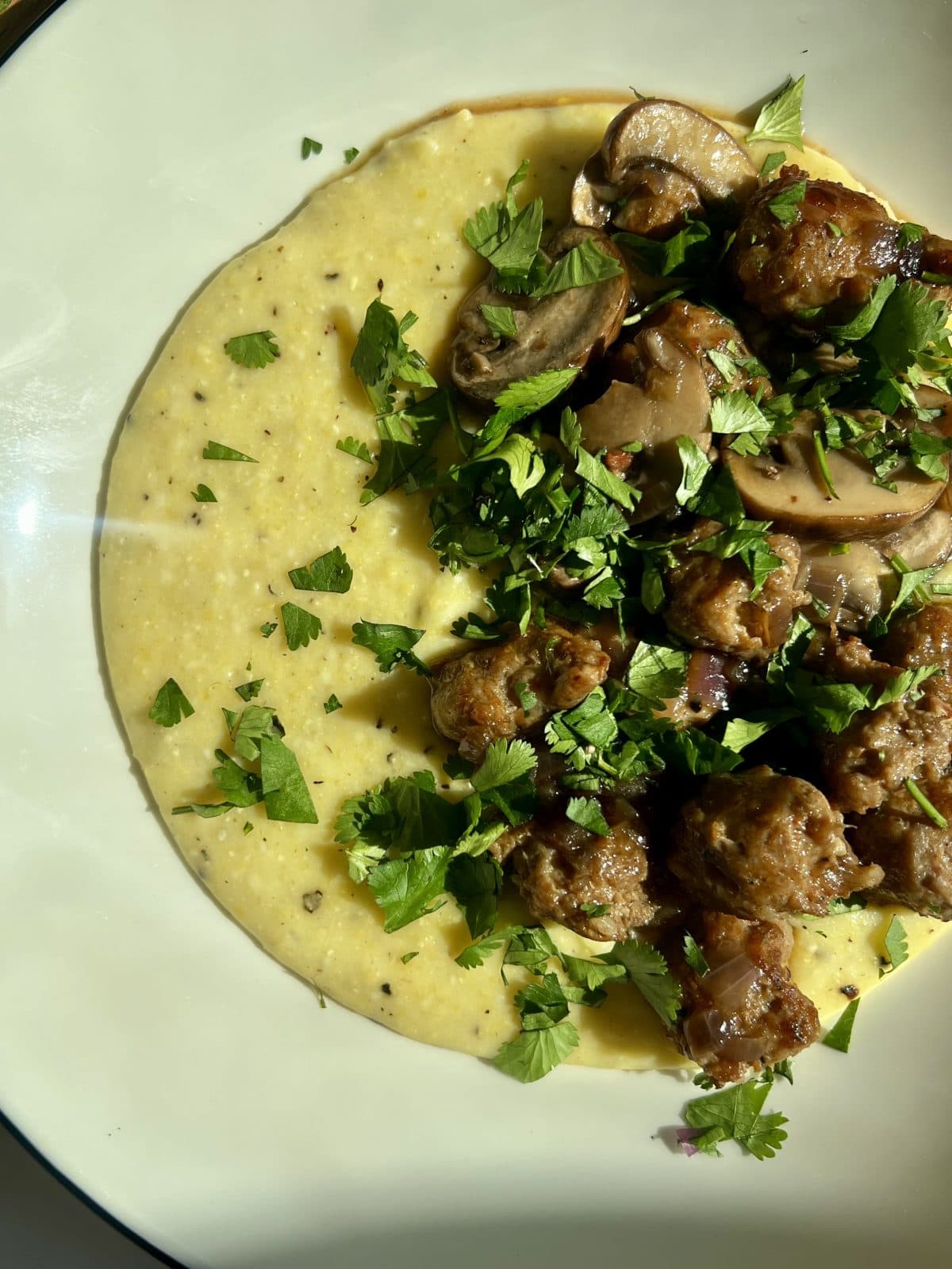 polenta with sausage and mushrooms