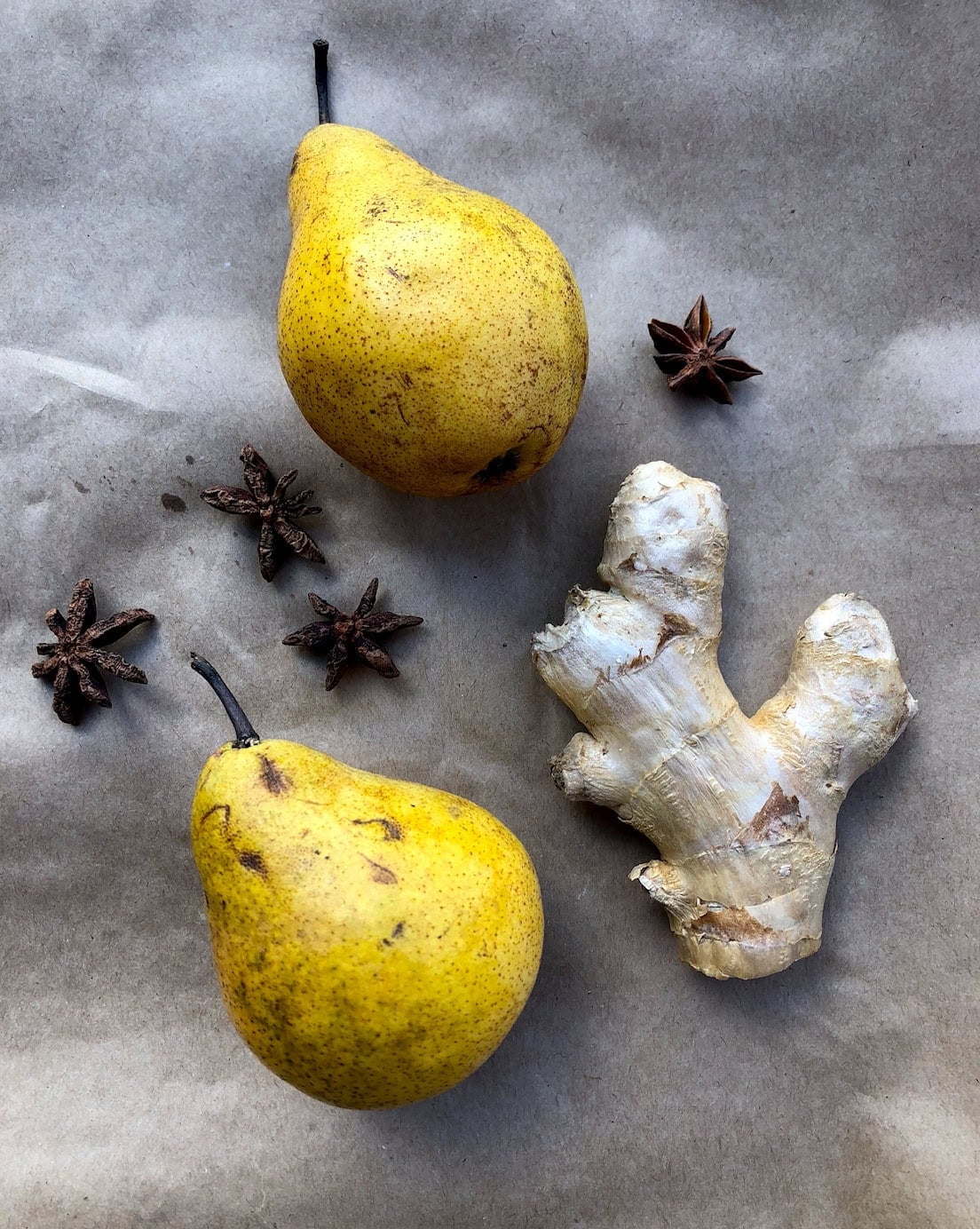 Poached Pears with Star Anise and Ginger Crème Anglaise