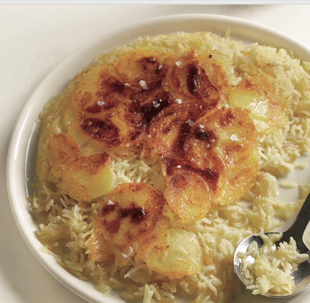stuck pot rice with potato crust