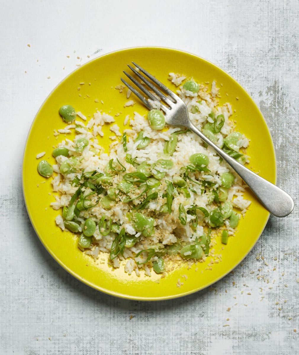 Sweet and Salty Coconut Rice with Lima Beans