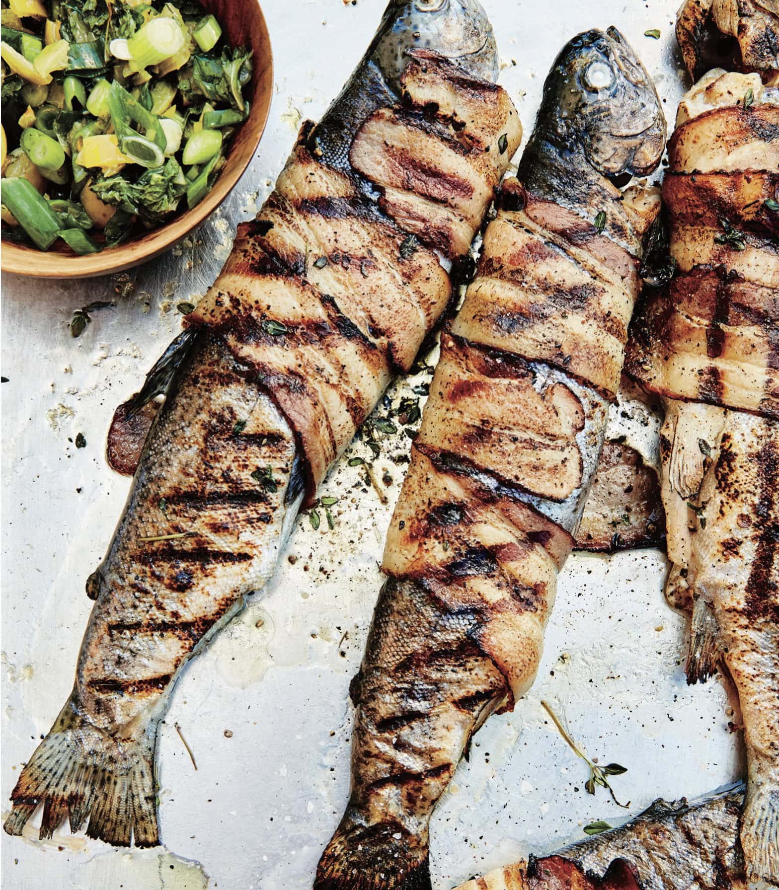 Bacon-Wrapped Butterflied Trout with Lemon-Scallion Relish | The ...