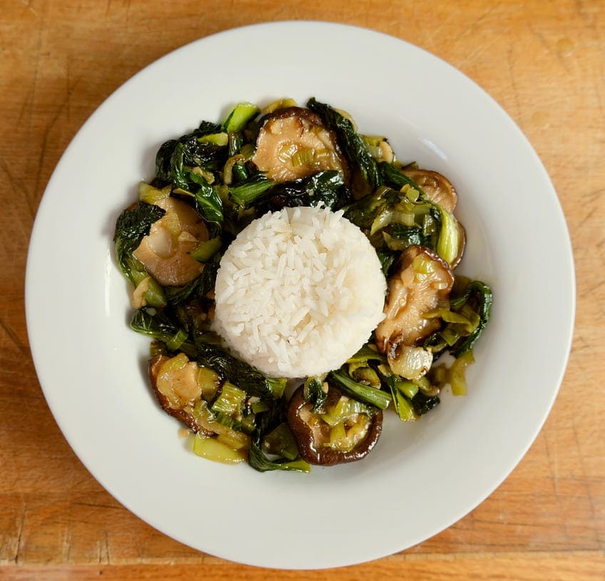 Bok Choy with Shiitakes and Oyster Sauce