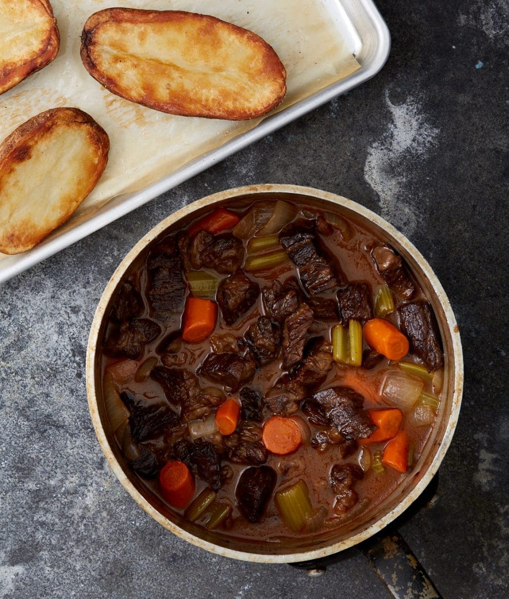 Beef Stew with Baked Potatoes
