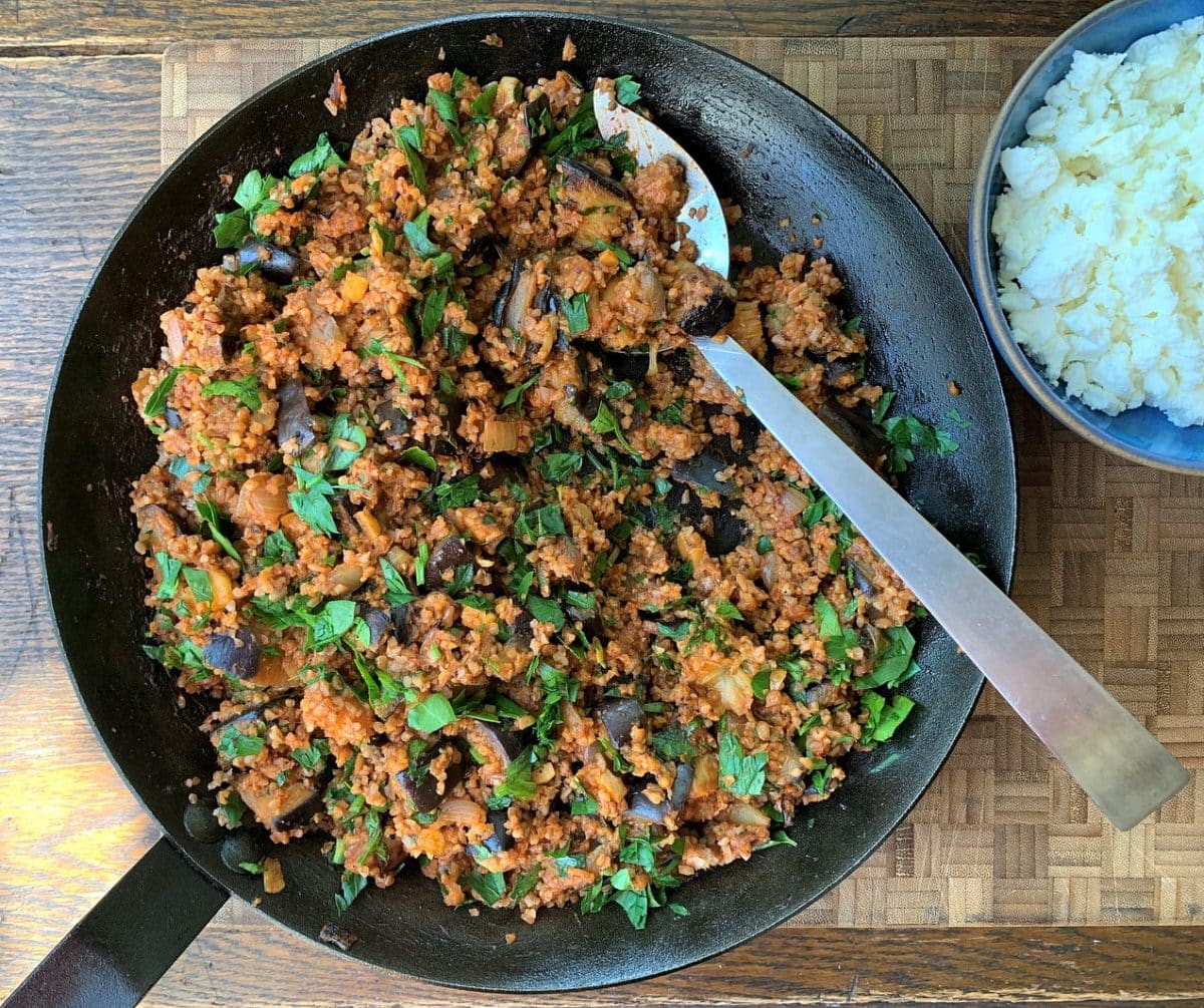 Smoky Bulgur And Eggplant With Or Without Feta