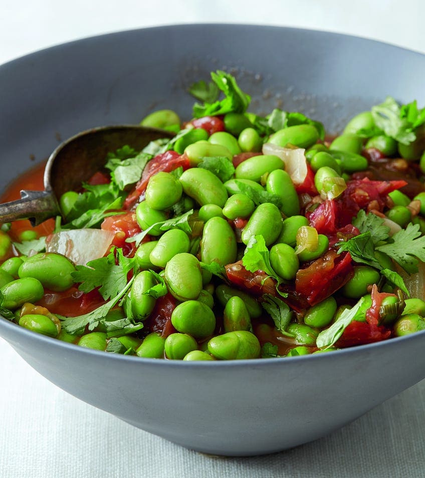 Edamame with Fresh Tomatoes and Cilantro